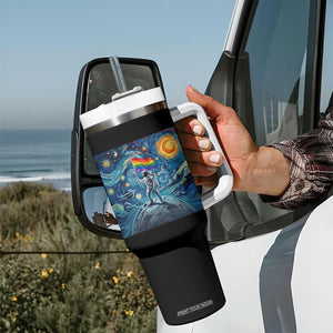 LGBTQ Rainbow Moon Astronaut Tumbler With Handle Starry Night Graphic TS12 Print Your Wear