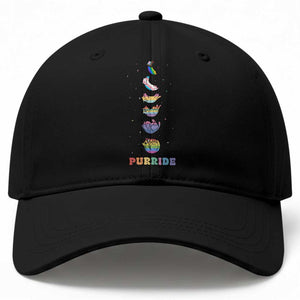 Purride Rainbow Cat Moon Cycles Baseball Cap LGBQT Pride Feline Space TS12 Print Your Wear