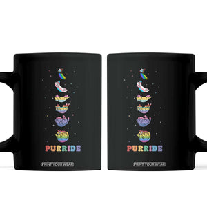 Purride Rainbow Cat Moon Cycles Coffee Mug LGBQT Pride Feline Space TS12 Black Print Your Wear