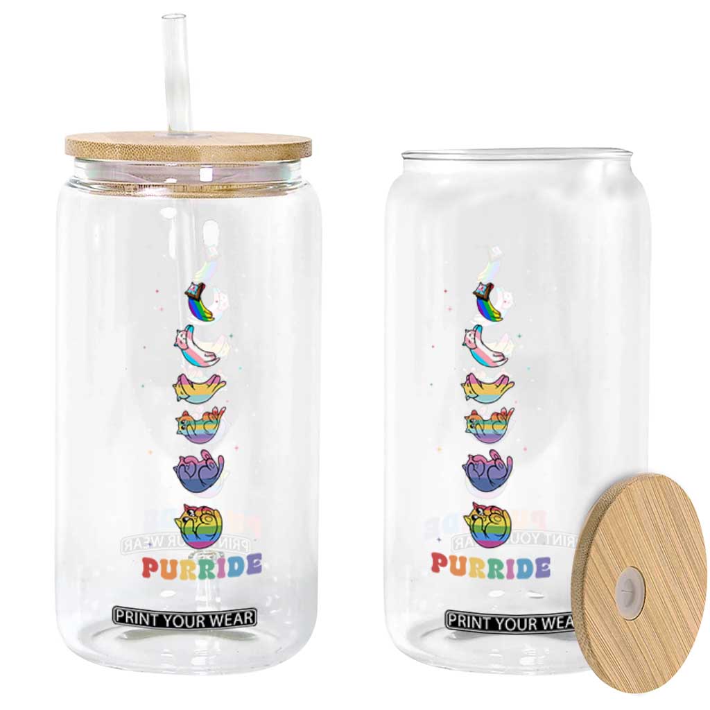 Purride Rainbow Cat Moon Cycles Glass Can LGBQT Pride Feline Space TS12 Print Your Wear