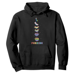Purride Rainbow Cat Moon Cycles Hoodie LGBQT Pride Feline Space TS12 Black Print Your Wear