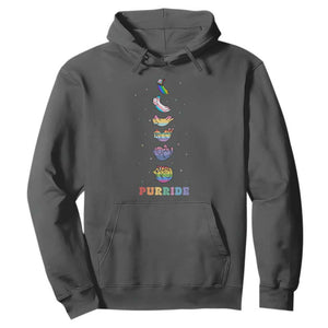 Purride Rainbow Cat Moon Cycles Hoodie LGBQT Pride Feline Space TS12 Dark Heather Print Your Wear
