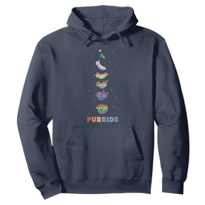 Purride Rainbow Cat Moon Cycles Hoodie LGBQT Pride Feline Space TS12 Navy Print Your Wear