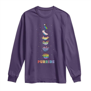 Purride Rainbow Cat Moon Cycles Long Sleeve Shirt LGBQT Pride Feline Space TS12 Purple Print Your Wear