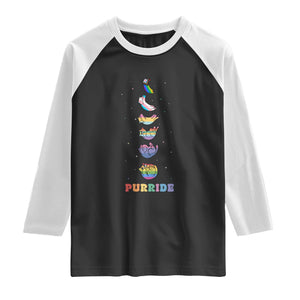 Purride Rainbow Cat Moon Cycles Raglan Shirt LGBQT Pride Feline Space TS12 Black White Print Your Wear