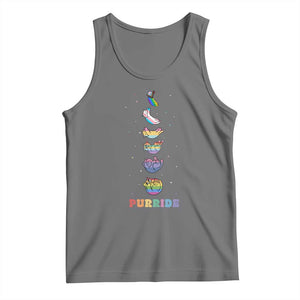 Purride Rainbow Cat Moon Cycles Tank Top LGBQT Pride Feline Space TS12 Black Heather Print Your Wear