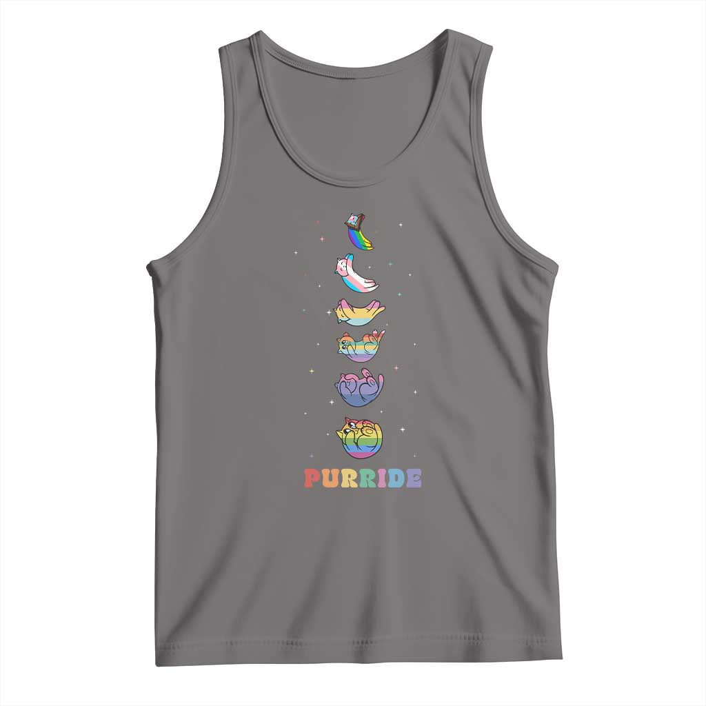 Purride Rainbow Cat Moon Cycles Tank Top LGBQT Pride Feline Space TS12 Deep Heather Print Your Wear