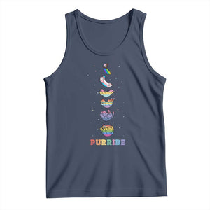 Purride Rainbow Cat Moon Cycles Tank Top LGBQT Pride Feline Space TS12 Navy Print Your Wear