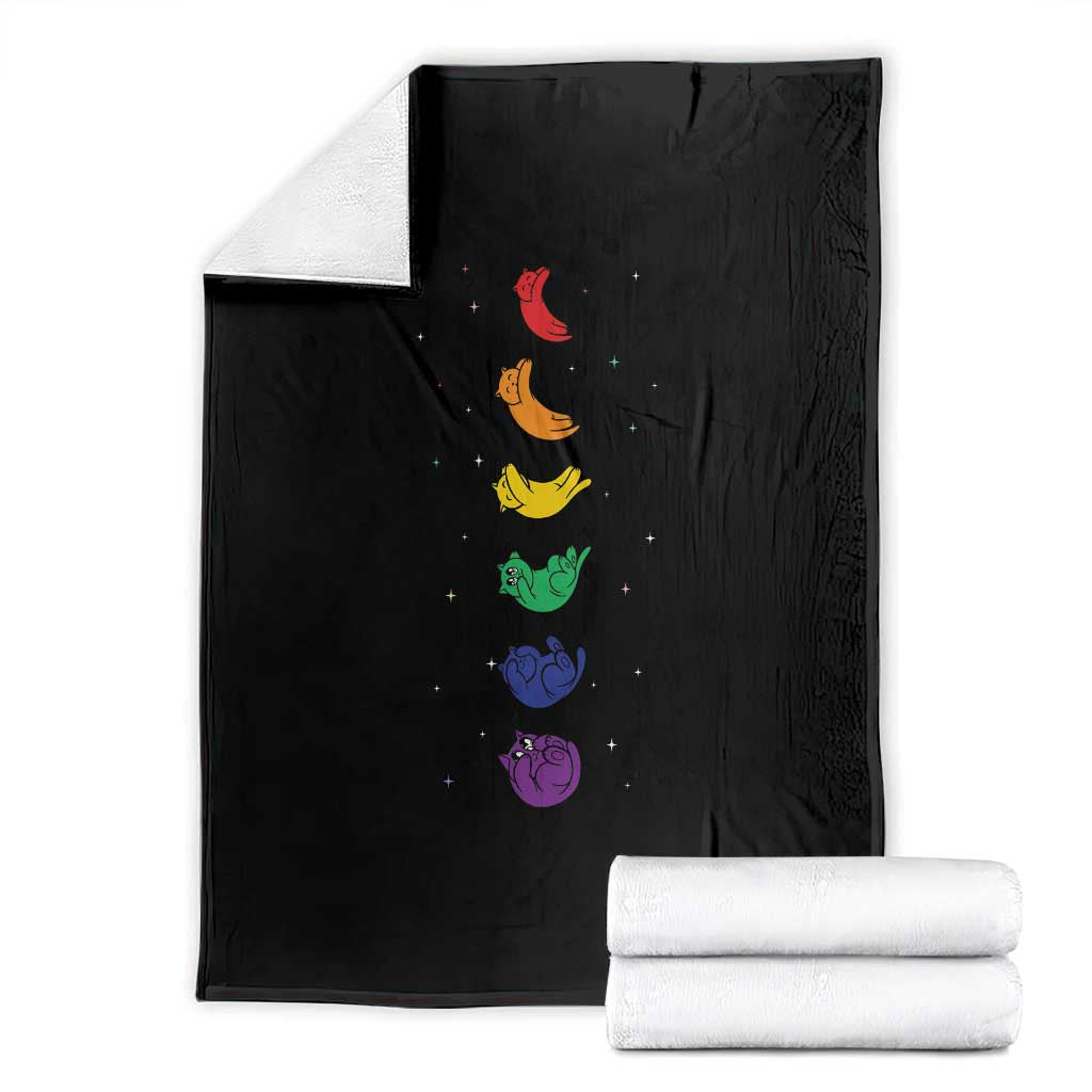 Funny Purride Cats In Space Rainbow Throw Blanket LGBQT Pride Feline Space TS12 Black Print Your Wear