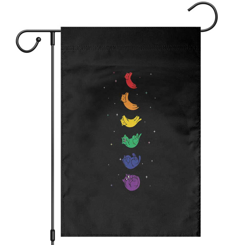 Funny Purride Cats In Space Rainbow Garden Flag LGBQT Pride Feline Space TS12 Black Print Your Wear