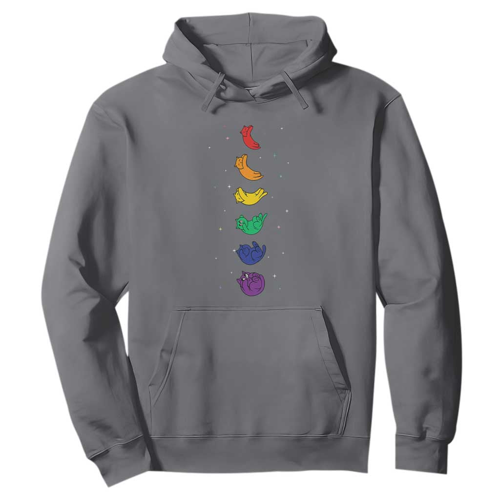 Funny Purride Cats In Space Rainbow Hoodie LGBQT Pride Feline Space TS12 Charcoal Print Your Wear