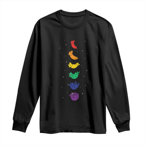 Funny Purride Cats In Space Rainbow Long Sleeve Shirt LGBQT Pride Feline Space TS12 Black Print Your Wear