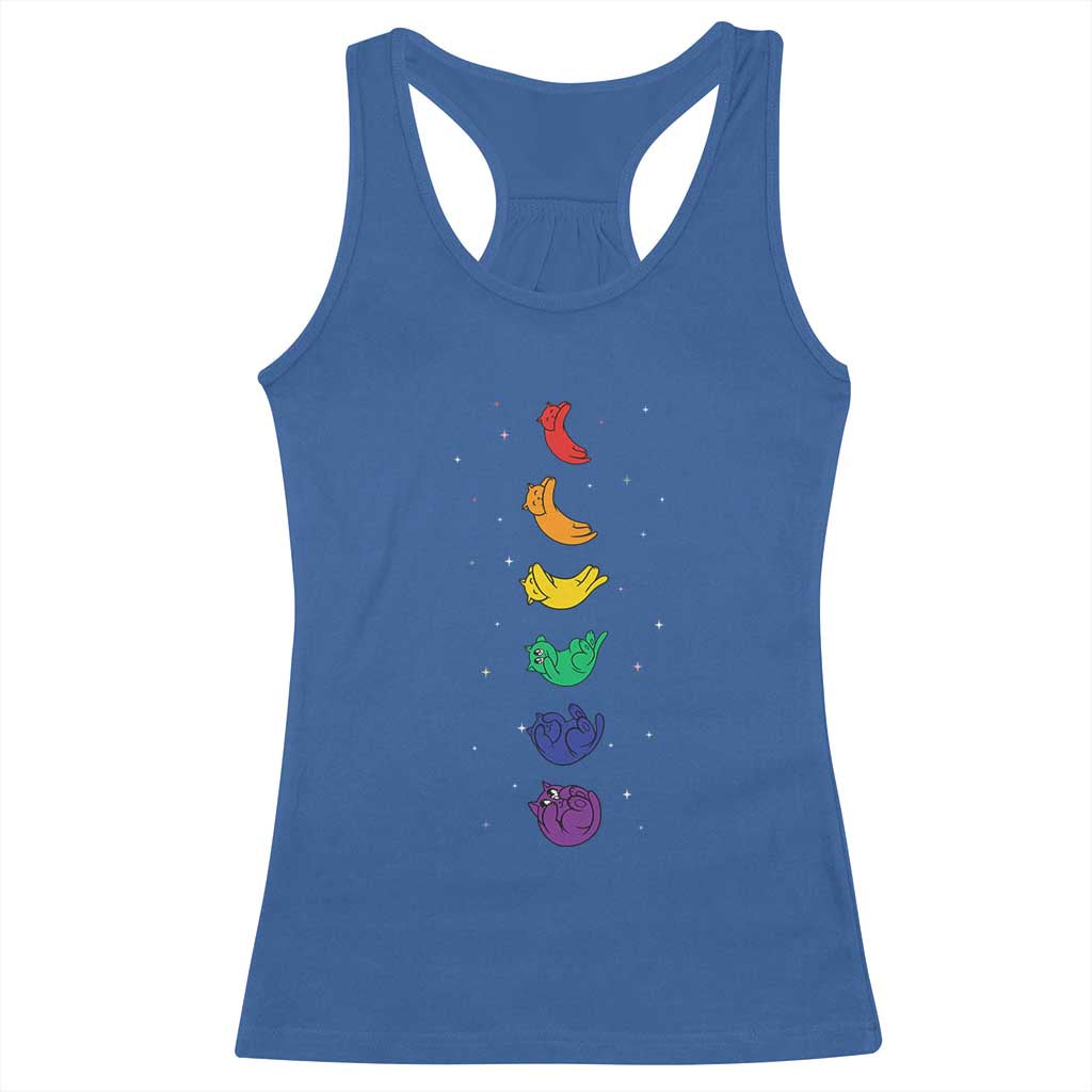 Funny Purride Cats In Space Rainbow Racerback Tank Top LGBQT Pride Feline Space TS12 Royal Blue Print Your Wear