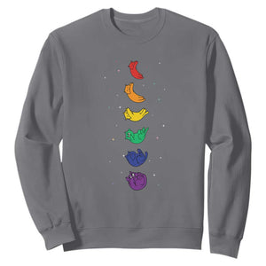 Funny Purride Cats In Space Rainbow Sweatshirt LGBQT Pride Feline Space TS12 Charcoal Print Your Wear