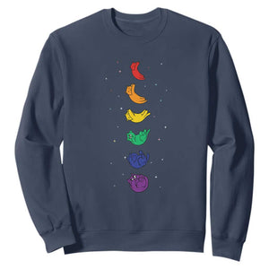 Funny Purride Cats In Space Rainbow Sweatshirt LGBQT Pride Feline Space TS12 Navy Print Your Wear