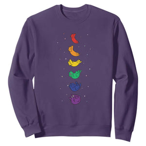 Funny Purride Cats In Space Rainbow Sweatshirt LGBQT Pride Feline Space TS12 Purple Print Your Wear
