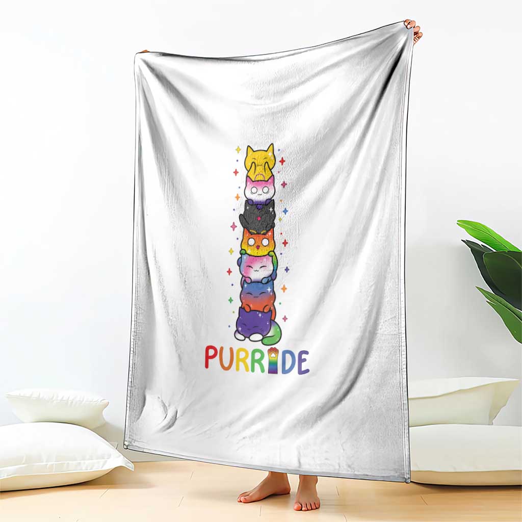 Funny Purride Stacked Cats Pride Throw Blanket Cute LGBTQ Cat Lover TS12 Print Your Wear