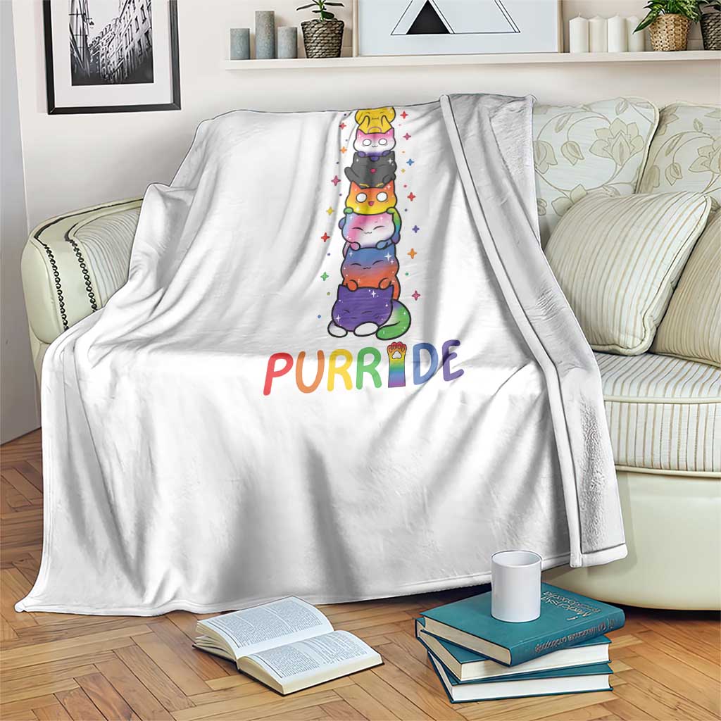 Funny Purride Stacked Cats Pride Throw Blanket Cute LGBTQ Cat Lover TS12 Print Your Wear