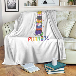 Funny Purride Stacked Cats Pride Throw Blanket Cute LGBTQ Cat Lover TS12 Print Your Wear