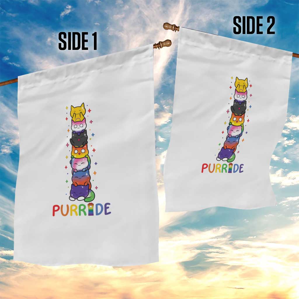 Funny Purride Stacked Cats Pride Garden Flag Cute LGBTQ Cat Lover TS12 Print Your Wear