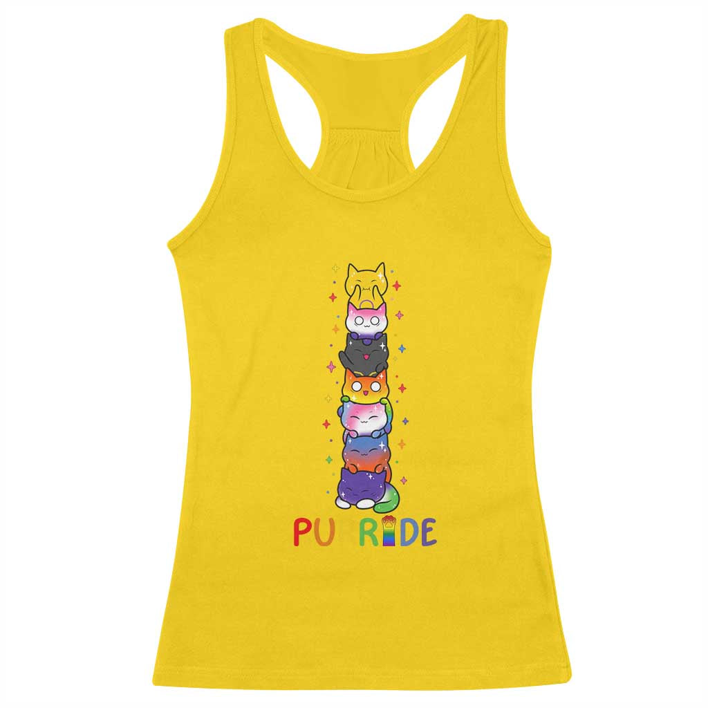 Funny Purride Stacked Cats Pride Racerback Tank Top Cute LGBTQ Cat Lover TS12 Daisy Print Your Wear