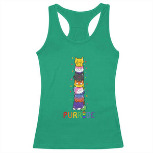 Funny Purride Stacked Cats Pride Racerback Tank Top Cute LGBTQ Cat Lover TS12 Irish Green Print Your Wear