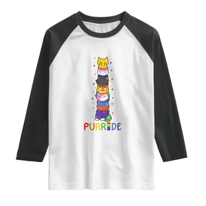 Funny Purride Stacked Cats Pride Raglan Shirt Cute LGBTQ Cat Lover TS12 White Black Print Your Wear