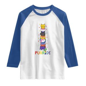 Funny Purride Stacked Cats Pride Raglan Shirt Cute LGBTQ Cat Lover TS12 White Royal Print Your Wear