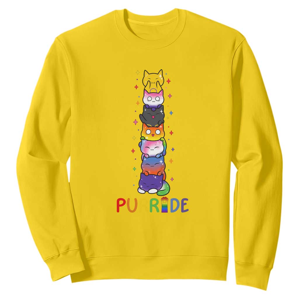 Funny Purride Stacked Cats Pride Sweatshirt Cute LGBTQ Cat Lover TS12 Daisy Print Your Wear