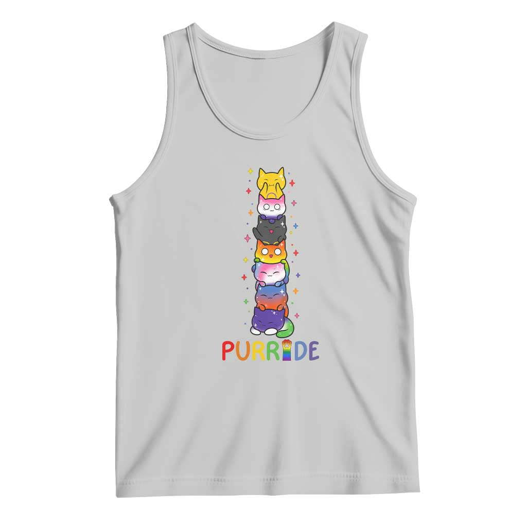 Funny Purride Stacked Cats Pride Tank Top Cute LGBTQ Cat Lover TS12 Ash Print Your Wear