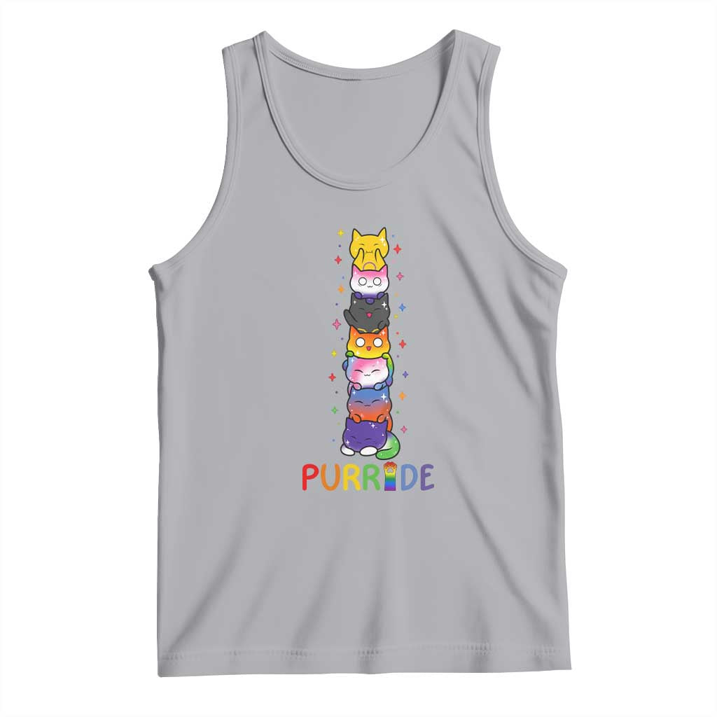 Funny Purride Stacked Cats Pride Tank Top Cute LGBTQ Cat Lover TS12 Athletic Heather Print Your Wear