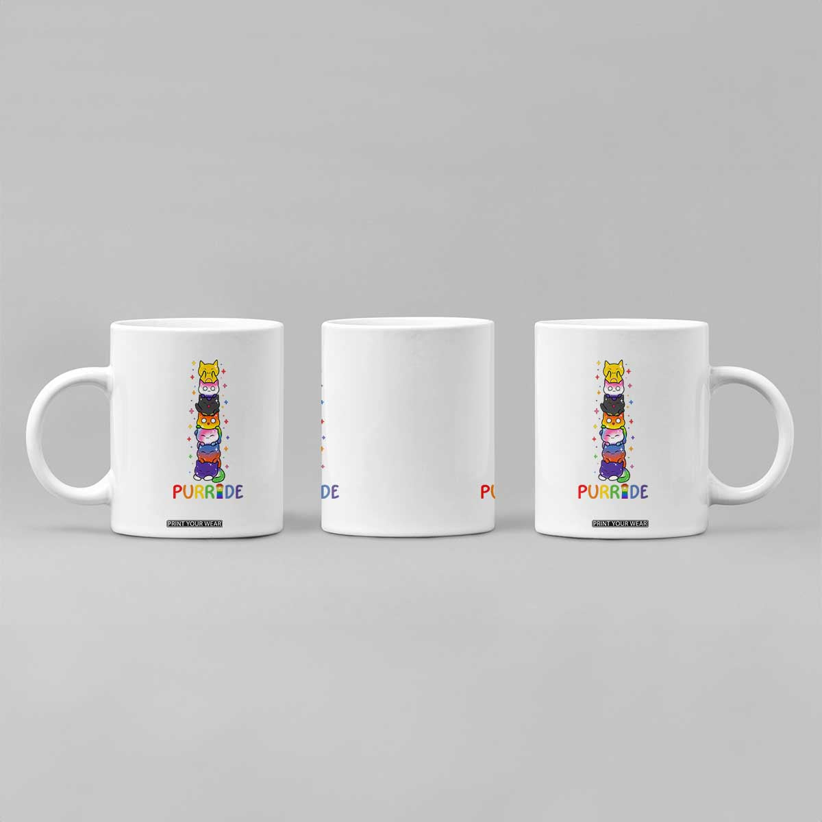 Funny Purride Stacked Cats Pride Coffee Mug Cute LGBTQ Cat Lover TS12 Print Your Wear