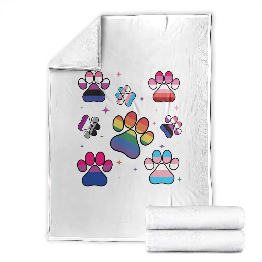 Funny Rainbow Paw Print Pride Throw Blanket LGBTQ Pet Lover TS12 White Print Your Wear