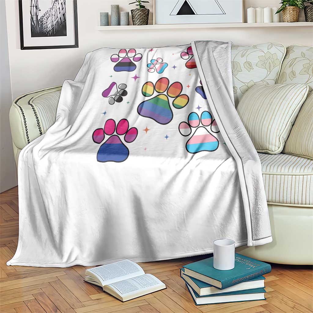 Funny Rainbow Paw Print Pride Throw Blanket LGBTQ Pet Lover TS12 Print Your Wear