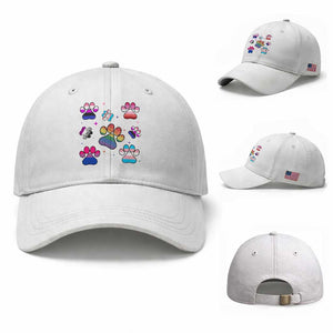 Funny Rainbow Paw Print Pride Baseball Cap LGBTQ Pet Lover TS12 Baseball Cap Universal Fit White Print Your Wear