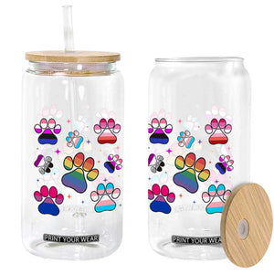 Funny Rainbow Paw Print Pride Glass Can LGBTQ Pet Lover TS12 Print Your Wear