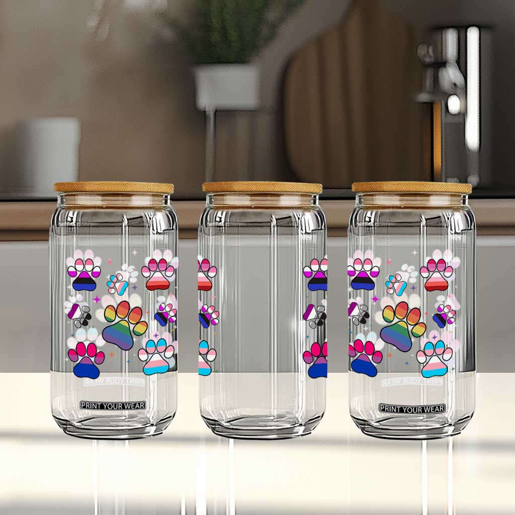 Funny Rainbow Paw Print Pride Glass Can LGBTQ Pet Lover TS12 Print Your Wear