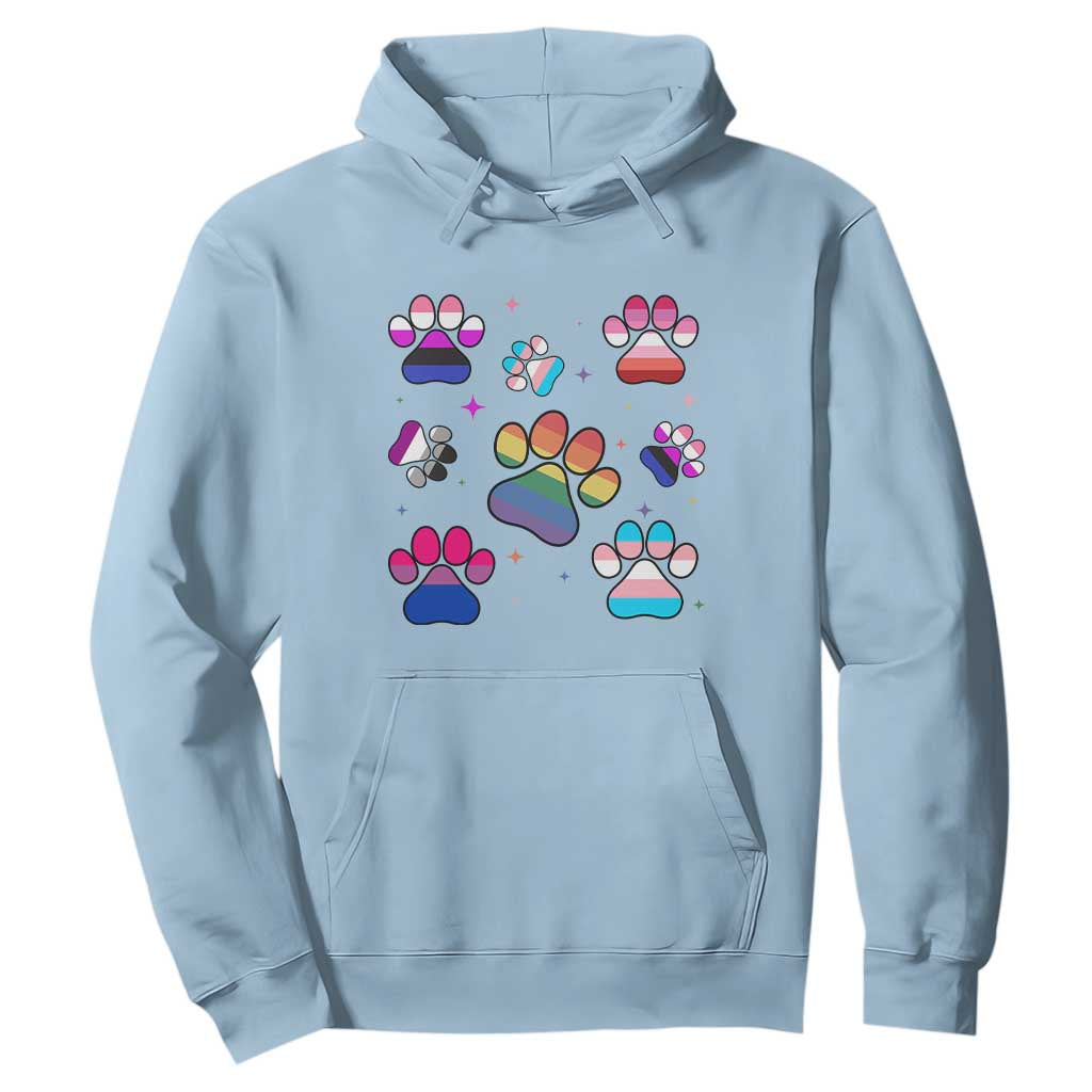Funny Rainbow Paw Print Pride Hoodie LGBTQ Pet Lover TS12 Light Blue Print Your Wear
