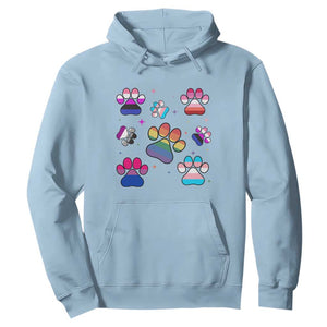 Funny Rainbow Paw Print Pride Hoodie LGBTQ Pet Lover TS12 Light Blue Print Your Wear