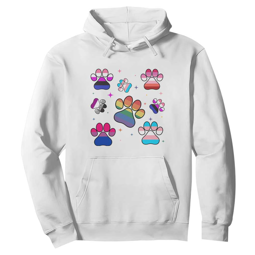Funny Rainbow Paw Print Pride Hoodie LGBTQ Pet Lover TS12 White Print Your Wear