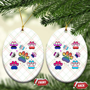 Funny Rainbow Paw Print Pride Ceramic Ornament LGBTQ Pet Lover TS12 Print Your Wear