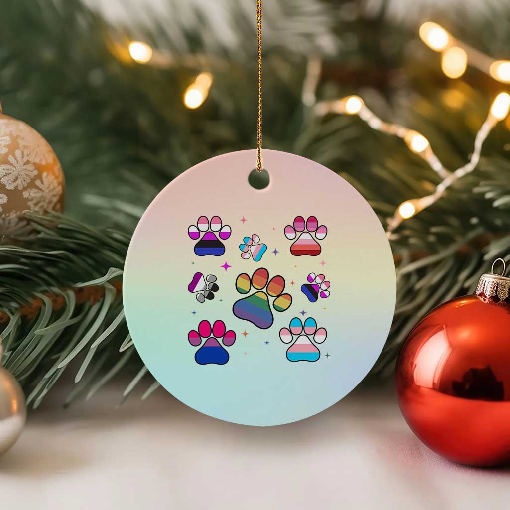 Funny Rainbow Paw Print Pride Ceramic Ornament LGBTQ Pet Lover TS12 1pc Pastel Print Your Wear