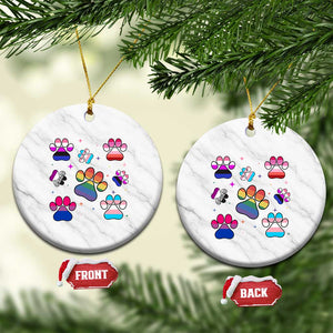 Funny Rainbow Paw Print Pride Ceramic Ornament LGBTQ Pet Lover TS12 1pc White Marble Print Your Wear