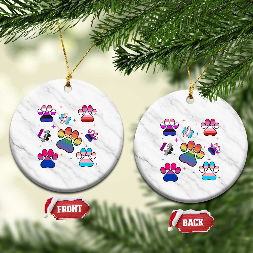 Funny Rainbow Paw Print Pride Ceramic Ornament LGBTQ Pet Lover TS12 1pc White Marble Print Your Wear