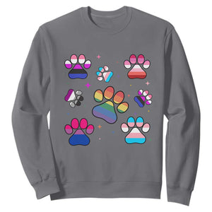 Funny Rainbow Paw Print Pride Sweatshirt LGBTQ Pet Lover TS12 Charcoal Print Your Wear