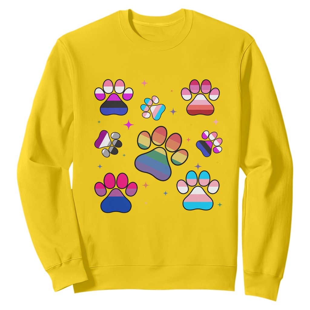 Funny Rainbow Paw Print Pride Sweatshirt LGBTQ Pet Lover TS12 Daisy Print Your Wear