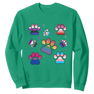 Funny Rainbow Paw Print Pride Sweatshirt LGBTQ Pet Lover TS12 Irish Green Print Your Wear