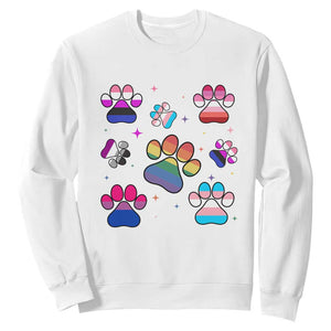 Funny Rainbow Paw Print Pride Sweatshirt LGBTQ Pet Lover TS12 White Print Your Wear