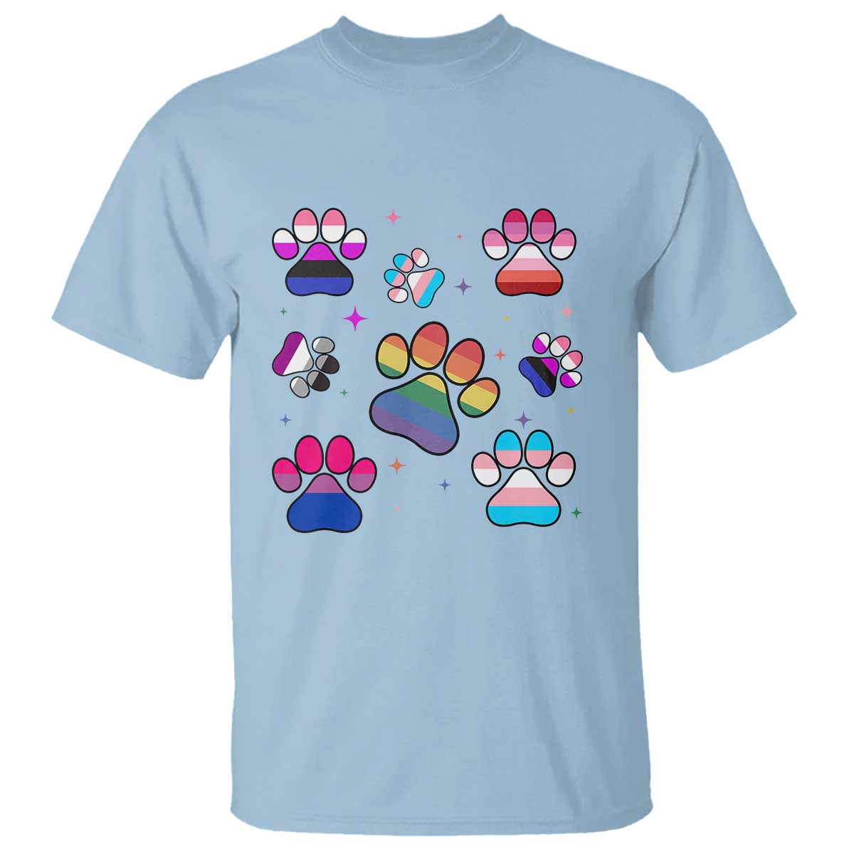 Funny Rainbow Paw Print Pride T Shirt LGBTQ Pet Lover TS12 Light Blue Print Your Wear