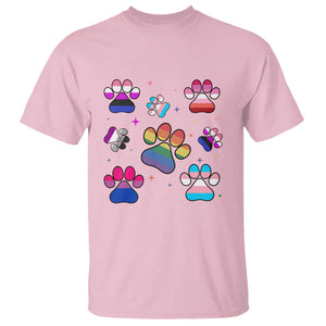 Funny Rainbow Paw Print Pride T Shirt LGBTQ Pet Lover TS12 Light Pink Print Your Wear